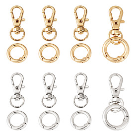 10Pcs 2 Colors Alloy Swivel Snap Hook Clasps & 10Pcs 2 Colors Alloy Spring Gate Rings Findings Kits