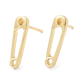 Safety Pin Shape Alloy Stud Earrings for Men Women, with 304 Stainless Steel Steel Pin, Cadmium Free & Lead Free