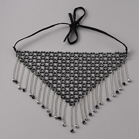 Iron Headwear Masquerade Masks, Crystal Rhinestone Tassel Face Mask, with Lace Closure, for Party Costume Accessories