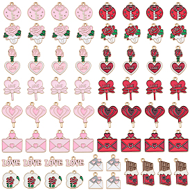 64 шт 14 стили подвески из сплава эмали, золотой свет, разнообразные