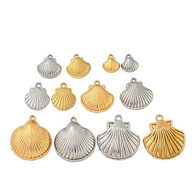 Ion Plating(IP) 304 Stainless Steel Pendants, Shell Shape Charms