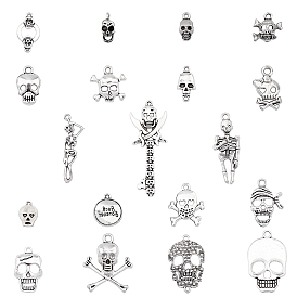 Tibetan Style Alloy Pendants & Links Set, Skull Theme