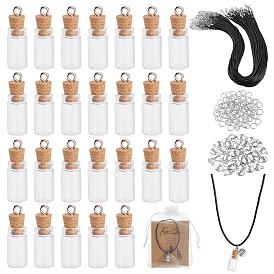 Набор ювелирных изделий diy, включая латунные открытые соединительные кольца, Подвески из сплава , сумочки из органзы , стекло бутылка желающих подвески, Шнур из искусственной кожи, прямоугольные бумажные карточки