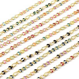 Латунь Figaro цепи, пайки, с эмалью, стойки покрытие, долговечный, без свинца и без кадмия, с катушкой, реальный 18 k позолоченный