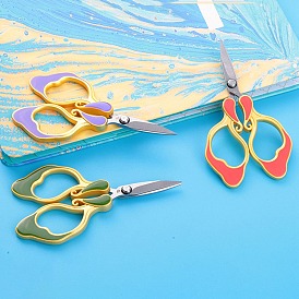 Stainless Steel Enamel Heart Scissors, Embroidery Scissors, Sewing Scissors, with Zinc Alloy Handle