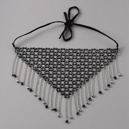 Iron Headwear Masquerade Masks, Crystal Rhinestone Tassel Face Mask, with Lace Closure, for Party Costume Accessories