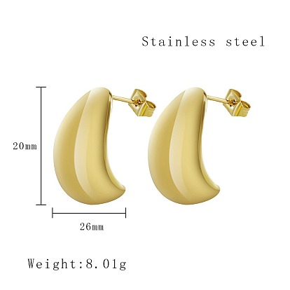304 Stainless Steel Teardrop Stud Earrings