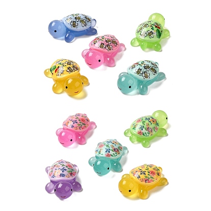 Светящиеся симпатичные прозрачные печатные смоляные декоден кабошоны, светящаяся в темноте черепаха