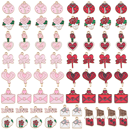 64 шт 14 стили подвески из сплава эмали, золотой свет, разнообразные