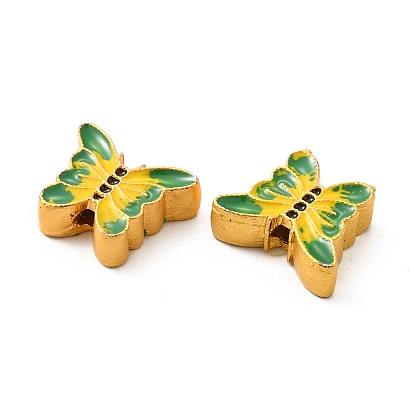 Alloy Enamel Beads, Lead Free & Cadmium Free, Matte Gold Color, Butterfly