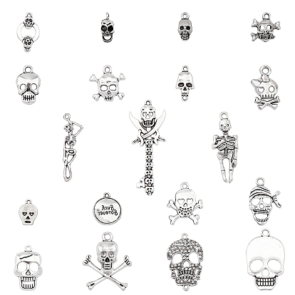 Tibetan Style Alloy Pendants & Links Set, Skull Theme