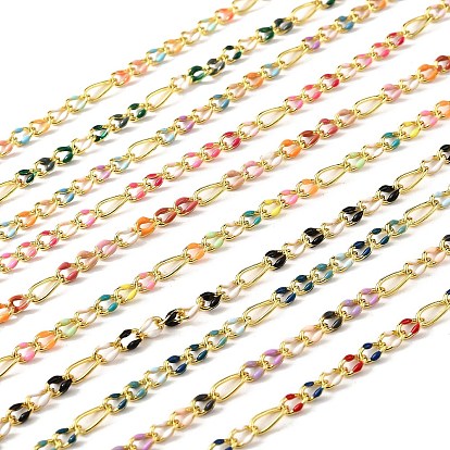 Латунь Figaro цепи, пайки, с эмалью, стойки покрытие, долговечный, без свинца и без кадмия, с катушкой, реальный 18 k позолоченный