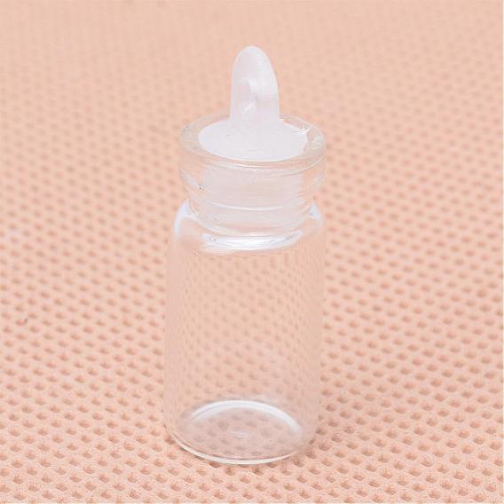 Стеклянные бутылки, бисера контейнеры, с пластиковыми tampions, колонка