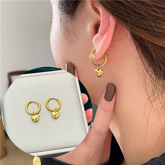 Сердце 304 нержавеющей стали серьги обруча