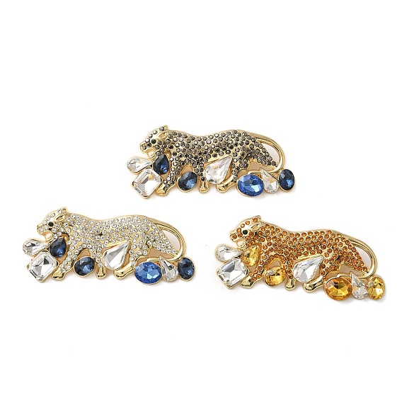 Броши из цинкового сплава со стразами в виде гепарда