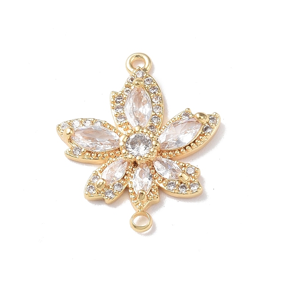 Шармы-соединители из латуни с микропаве из кубического циркония, без кадмия, без никеля и без свинца, со стеклом, лист ссылки, реальный 18 k позолоченный