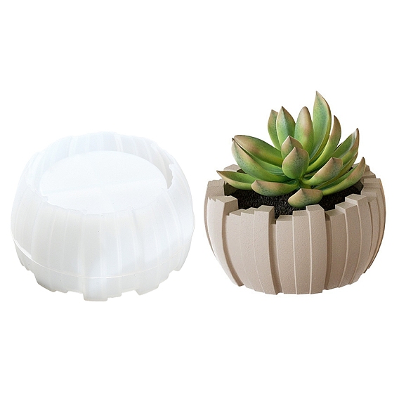 Irregular Vertical Pattern Storage Bowl Silicone Molds, Flat Round