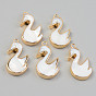 Electroplate Natural Freshwater Shell Pendants, with Golden Brass Findings, Swan
