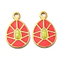 304 Stainless Steel Pendants, with Enamel, Teardrop Charm, Real 14K Gold Plated