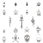 Tibetan Style Alloy Pendants & Links Set, Skull Theme