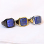 304 Кольца из нержавеющей стали с лазуритом, квадратный