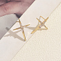 Brass Pave Cubic Zirconia Stud Earrings for Women, Star