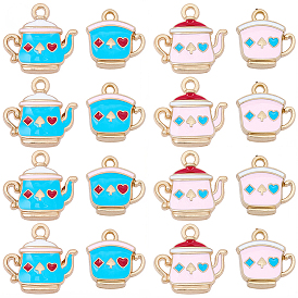 24 шт 4 стили подвески из цинкового сплава с эмалью, золотой свет, чайник
