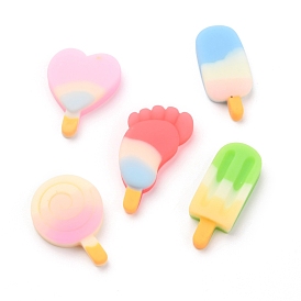 Cabuchones de resina, corazón y pies y piruletas y helado