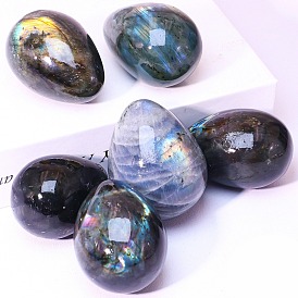 Natural Labradorite Worry Stone for Anxiety Therapy, Egg Thumb Stone
