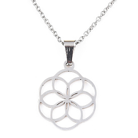 201 подвесные из нержавеющей стали ожерелья, с кабельными цепями и когтями омара застежками, семя жизни