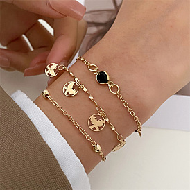 Jewelry Set Miami Bracelet Bracelet Spiral Stacked Three-piece Set Butterfly Geometric Gold-plated Bracelet Women