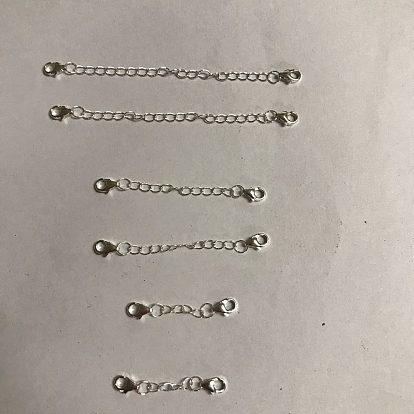 6piezas 3 extensor de cadena de plata de ley estilo, cadenas finales con cierres de pinza de langosta