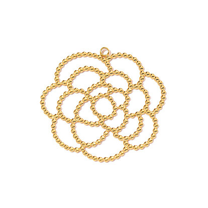 304 подвески из нержавеющей стали, ионное покрытие (ip), полые цветок прелести, зеркальная полировка