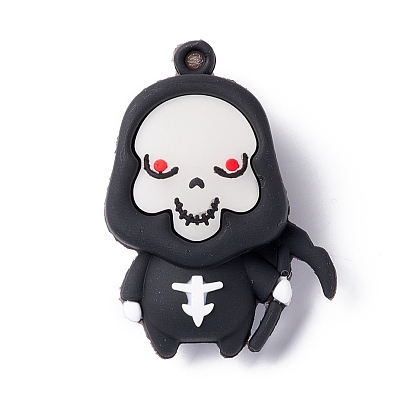 Halloween Theme PVC Cartoon Demon Pendants, for DIY Keychain Making