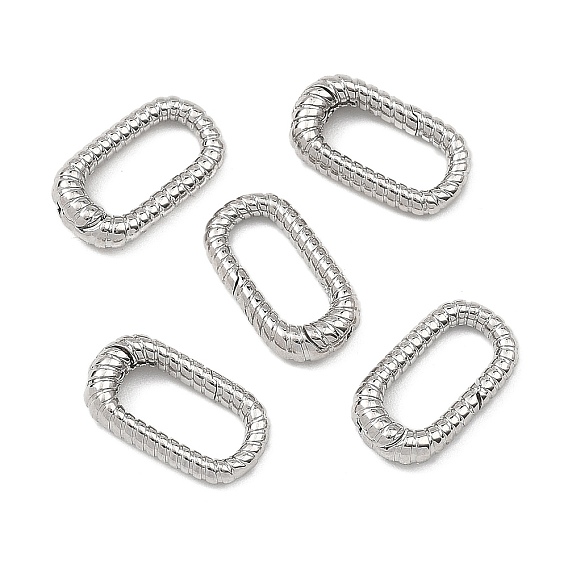 SHEGRACE Brass Spring Gate Rings, Twisted Rectangle, Lead Free & Cadmium Free & Nickel Free
