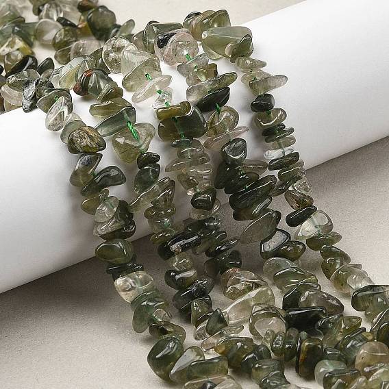 Естественный зеленый Rutilated кварцевые нити бисера, чип