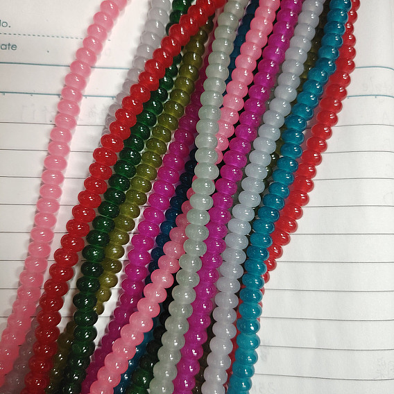 Имитация нефритовые четки стекла, прозрачные бусины-рондели, окрашенные в технике выпечки