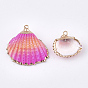 Spray Paint & Electroplate Sea Shell Pendants, with Iron Findings, Light Gold