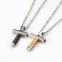 304 Stainless Steel Pendant Necklaces, with Rhinestone and Lobster Claw Clasps, Cross