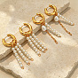 304 Stainless Steel & Plastic Pearl Dangle Earrings, Nuggets, Tassel Earrings