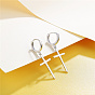 SHEGRACE 925 Sterling Silver Hoop Earrings, with Cross Pendants