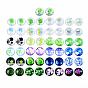 Glass Cabochons, Half Round/Dome with Clover Pattern