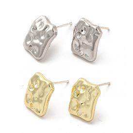Alloy Rectangle Stud Earring Findings, with 304 Stainless Steel Pins, Cadmium Free & Lead Free
