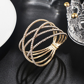 Sparkling Wire Bangle Bracelet with Diamond Clusters - Unique Handmade Design