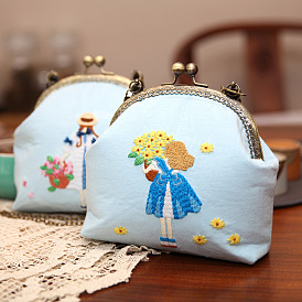 Embroidery diy material bag handmade bouquet girl handbag 3D printed wallet hanging painting gold bag kit