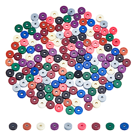 180pcs 9 couleurs brins de perles d'agate naturelle, teint, perles heishi, Plat rond / disque