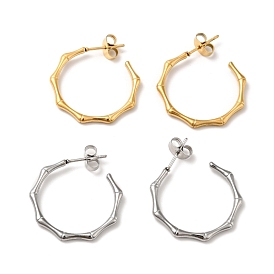 Бамбуковое соединительное кольцо 304 серьги-гвоздики из нержавеющей стали, с 316 хирургическим стержнем из нержавеющей стали