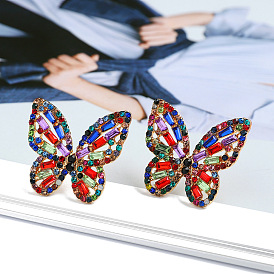 Colorful Butterfly Geometric Crystal Earrings - Elegant, Sweet, Luxurious Holiday Jewelry