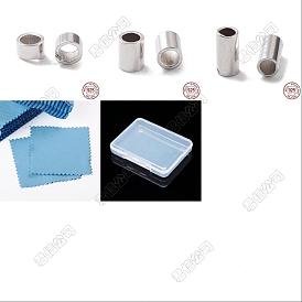 60 piezas 3 estilos 925 cuentas espaciadoras de tubo de plata esterlina, columna, con paño de pulido plateado cuadrado de tela de gamuza 1pc