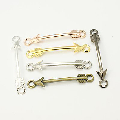 Alloy Links Connectors, Arrow, 43x6x3mm, Hole: 3mm